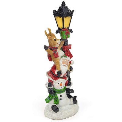 VP Home Santa and Friends Christmas Trio with Glowing LED Lamppost Holiday