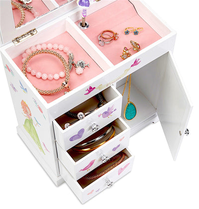 Jewelkeeper Unicorn Musical Jewelry Box with 3 Pullout Drawers, Fairy Princess and Castle