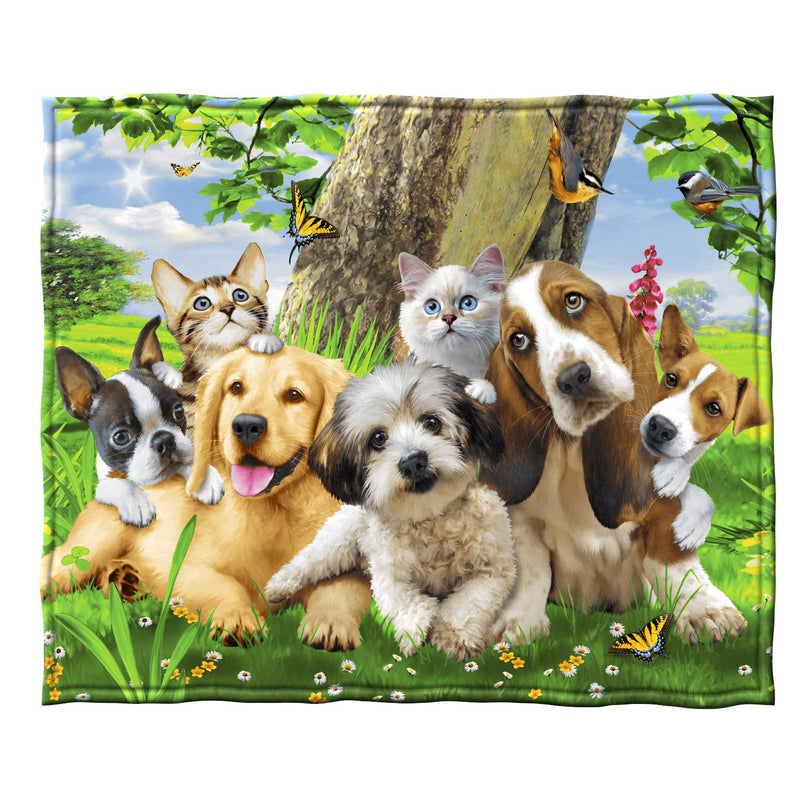 Fleece Throw Blanket by Howard Robinson (Puppy and Kitten Pals