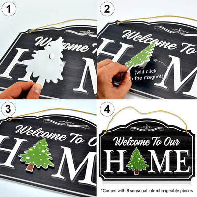 Bigtime Signs Welcome to Our Home - Black Wood Grain Print Door & Wall Decor 8