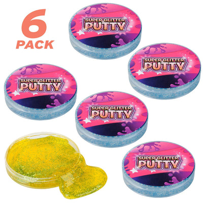 Kicko Super Glitter Crystal Putty Colorful Toys for Kids - 3.5 Inches - 6 Pack - Ideas