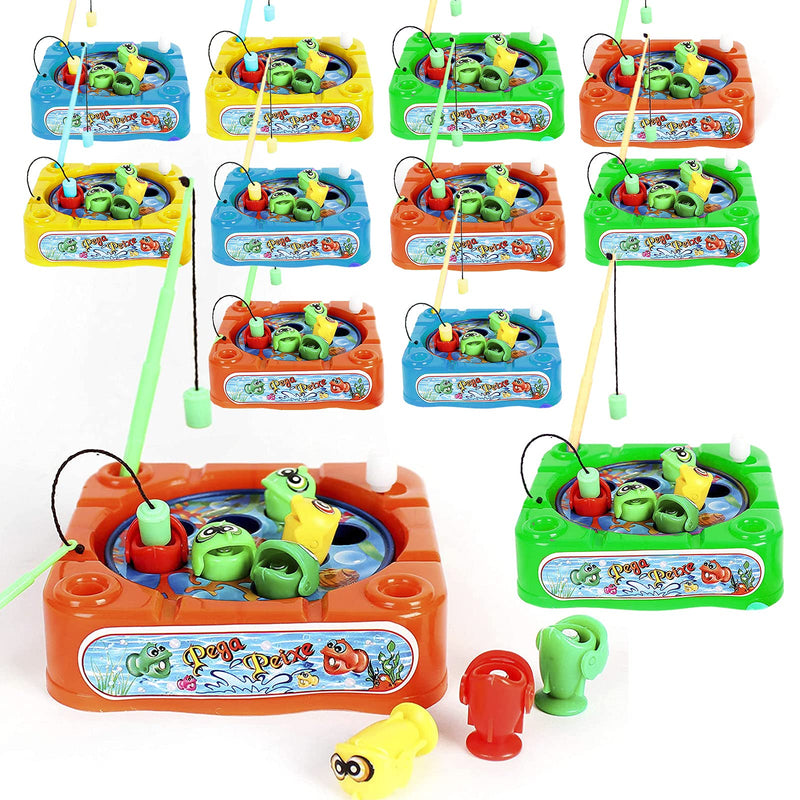 Kicko 3.5 Inch Wind-Up Fishing Game - Whirling Fishing Game - 12 Pack of Twisting Fishing