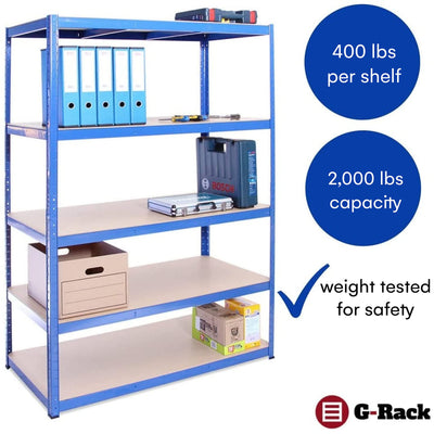 Garage Shelving Units: 71" H x 47" L x 24" W - 1 Bay - Grey - 5 Tier Unit | 400LB Load