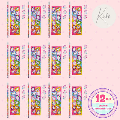 Kicko Unicorn Stationery Set - 12 Sets - for Kids, Party Favors, Stocking Stuffers