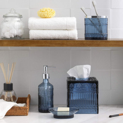 Whole Housewares Bathroom Accessories Tissue Holder - Decorative Tissue Cover Box (Blue