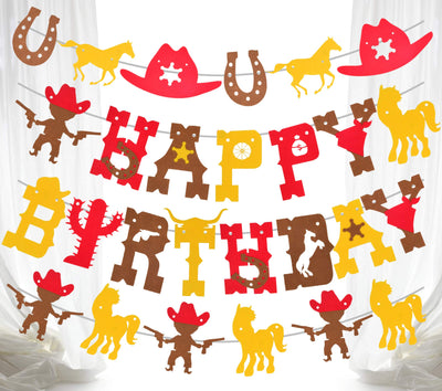 Cowboy Theme Birthday Party Supplies for Boys Banners, Cowboy Birthday Decorations, Pink