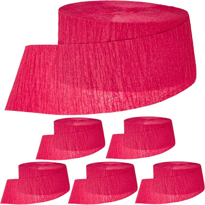 Kicko Burgundy Red Crepe Streamers - 6 Pack of Streamer Rolls - 486 Feet x 1.75 Inches