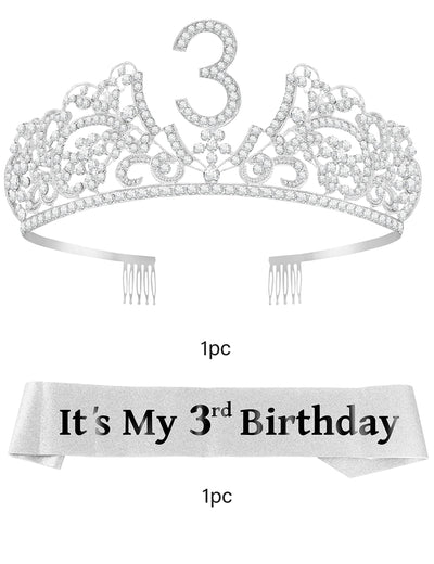 3rd Birthday Gifts for Girls, 3rd Birthday Tiara and Sash, 3rd Birthday Decorations