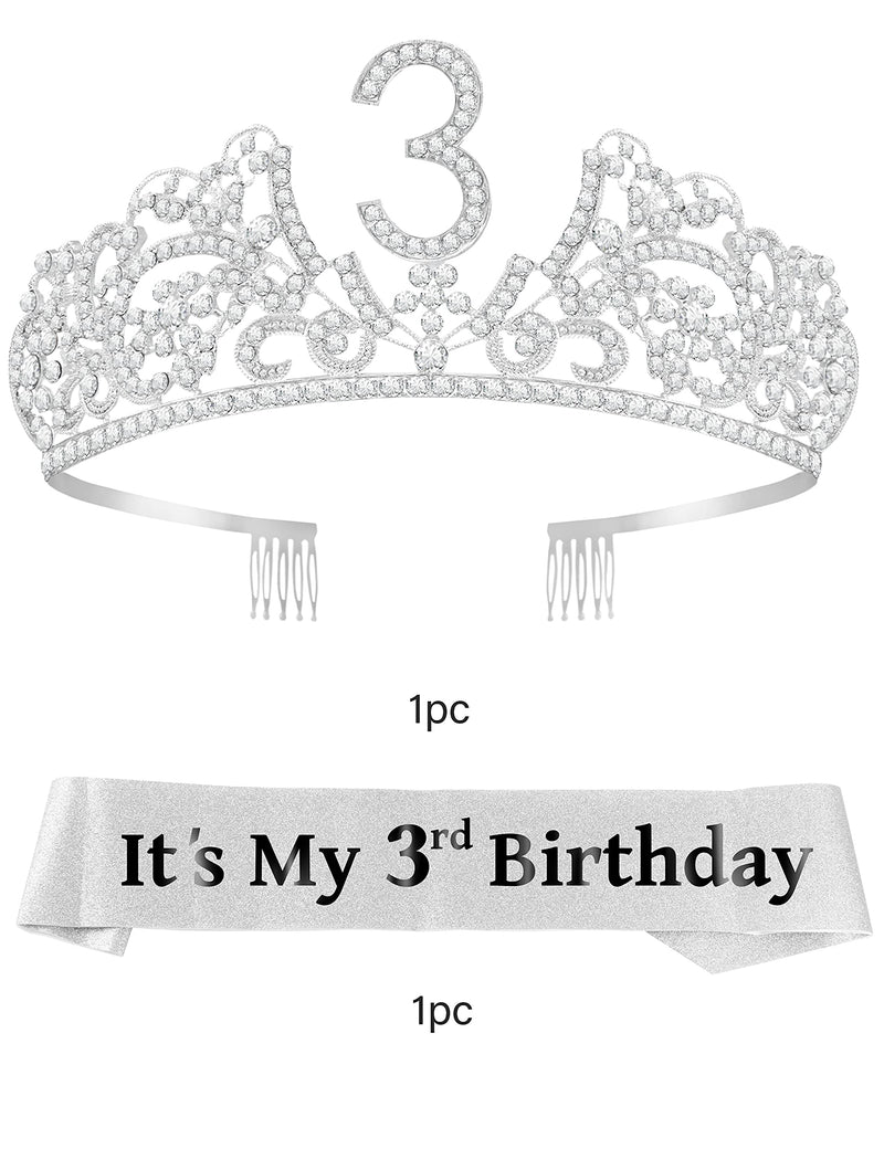 3rd Birthday Gifts for Girls, 3rd Birthday Tiara and Sash, 3rd Birthday Decorations