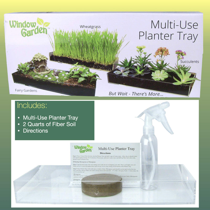 Window Garden  Microgreen Tray, Made of Beautiful Acrylic. Includes Fiber Soil