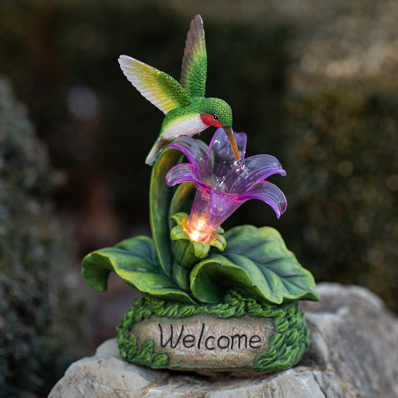 Vp Home Welcome Hummingbird Solar Powered Led Outdoor Decor Garden Light