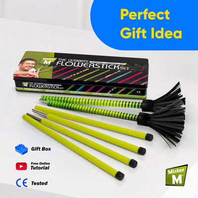 The Ultimate Flowerstick Set | Juggling Flowerstick Multicolor | Collapsible Sticks | with App and Online Video | Packed in Beautiful Gift Box