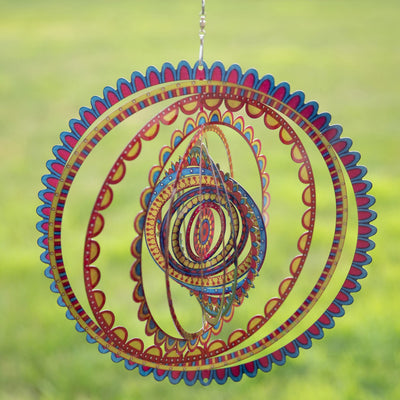 Kinetic 3D Metal Outdoor Garden Decor Wind Spinner (Sunrise Mandala