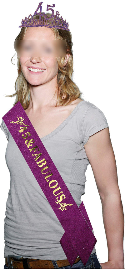 45th Birthday Gifts for Women,45th Birthday Tiara and Sash Purple,45th Birthday