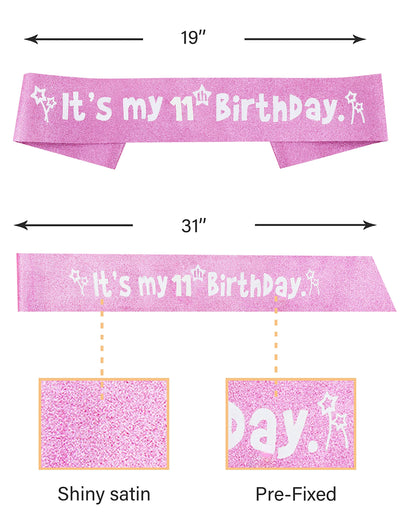 11th Birthday Gifts for Girls, 11th Birthday Tiara and Sash, 11th Birthday Decorations