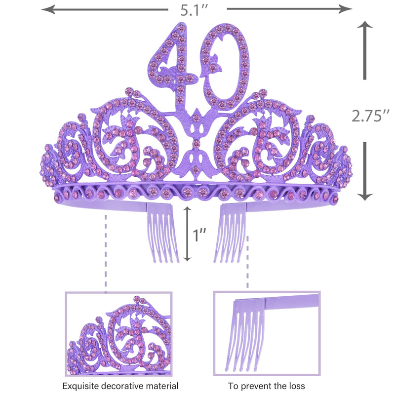 40th Birthday Gifts For Women, 40th Birthday Crown And Sash For Women, 40th