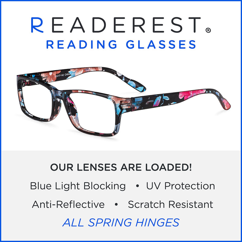 Blue-Light-Blocking-Reading-Glasses-Floral-1-00-Magnification Anti Glare