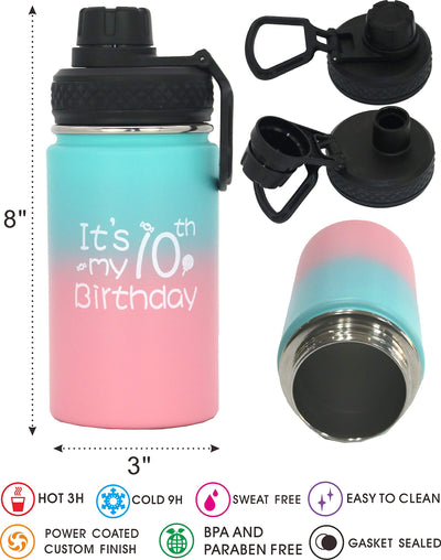 10th Birthday Gifts, 10th Birthday Water Bottles, Double Digits Birthday, It's My 10th