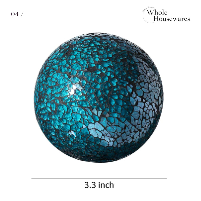 Decorative Balls | Set Of 5 | Glass Mosaic Sphere | Diameter 3" | Modern Decorative Orbs