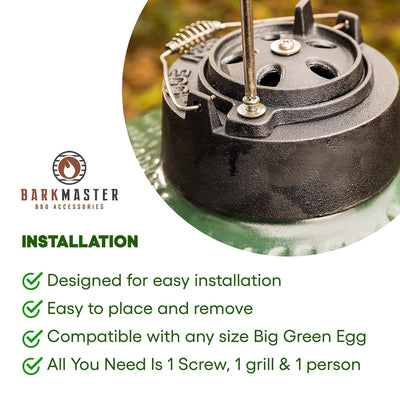 Barkmaster's Big Green Egg Compatible Rain Cap & Adapter - Fits to Medium, Large, XL & 2XL