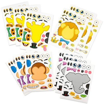 Kicko Make-a-Zoo Animal Sticker Sheets -12 Pack - for Kids, Arts, Parties, Birthdays