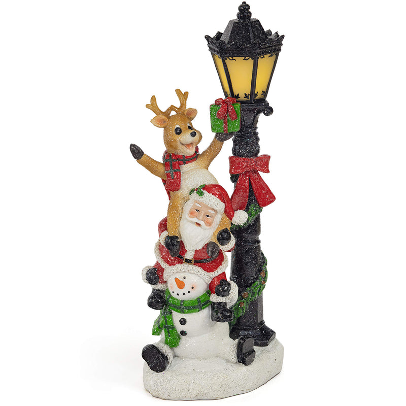 VP Home Santa and Friends Christmas Trio with Glowing LED Lamppost Holiday