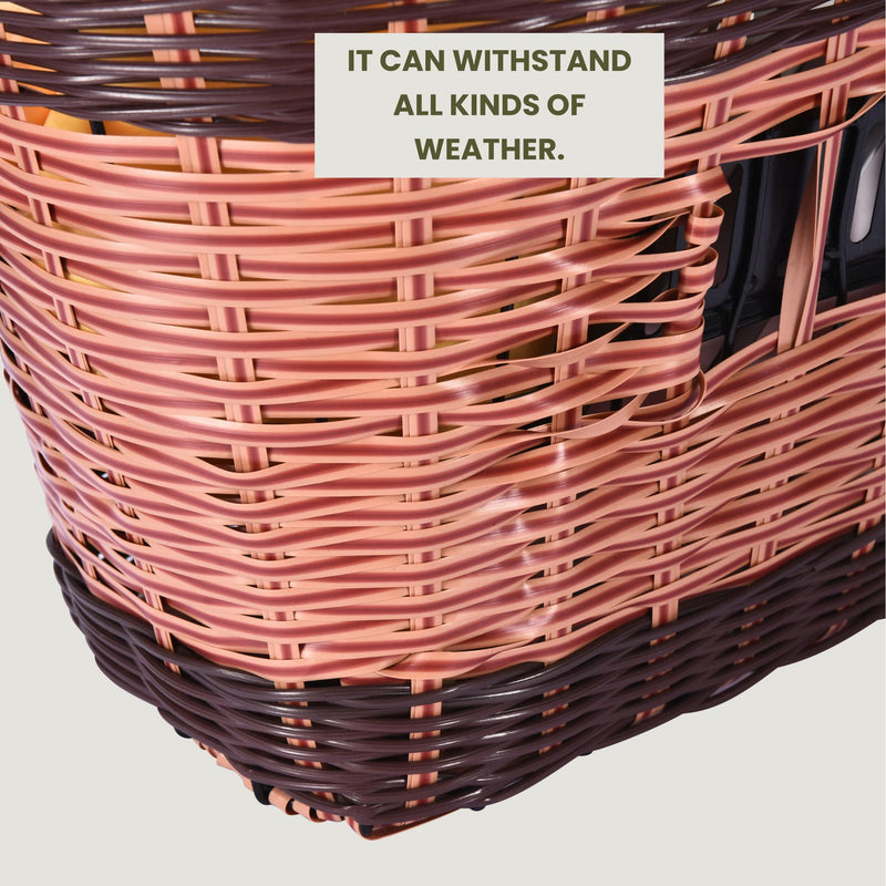 Wicker Bike Basket With Adjustable Leather Straps - Removable Old Fashion Front