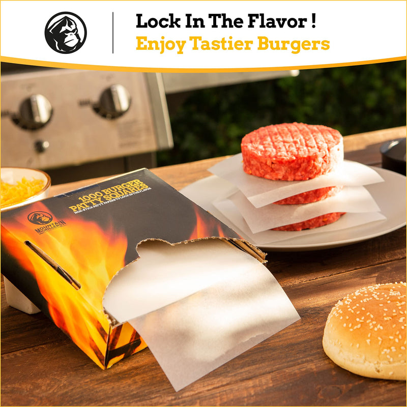 Non Stick Waxed Hamburger Patty Papers - 1000 Squares - Perfect For Bbq