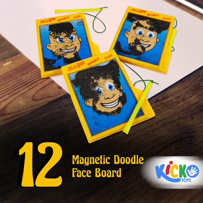 Kicko Magnetic Doodle Face Board - 12 Pack, Iron Filings Drawing Slab with Pen -