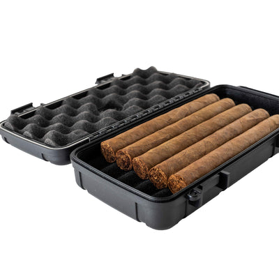 Cigar Travel Humidor Case - 5 Count - Waterproof, Rugged, Crushproof Cigar Humidor