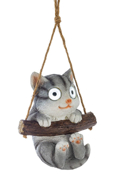 VP Home Rope Swing Kitten Solar Powered LED Outdoor Decor Garden