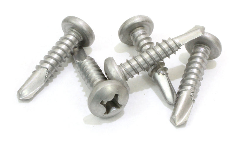 10 x 1-1/4" Self Tapping Stainless Steel Metal Screw, (100 Pack) Phillips Pan Head Self