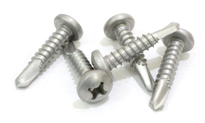 10 x 1" Self Tapping Stainless Steel Metal Screw, (100 Pack) Phillips Pan Head Self