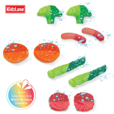 Kidzlane Kitchen Play Food and Dishes Set | 22 Piece Water Activated Color Changing