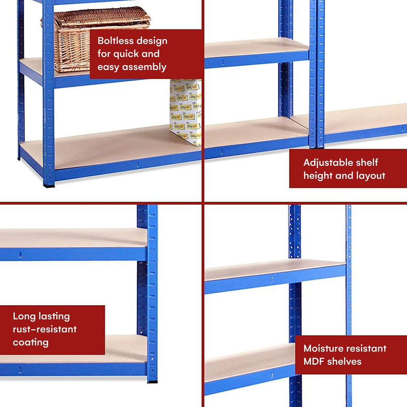 Garage Shelving Units - 71" H x 47" L x 16" W - Heavy Duty Racking - Shelves for Storage