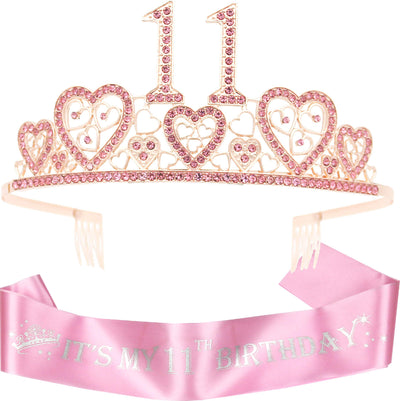 11th Birthday,11th Birthday Sash and Crown,11th Sash Birthday Girl, Birthday Gifts for 11