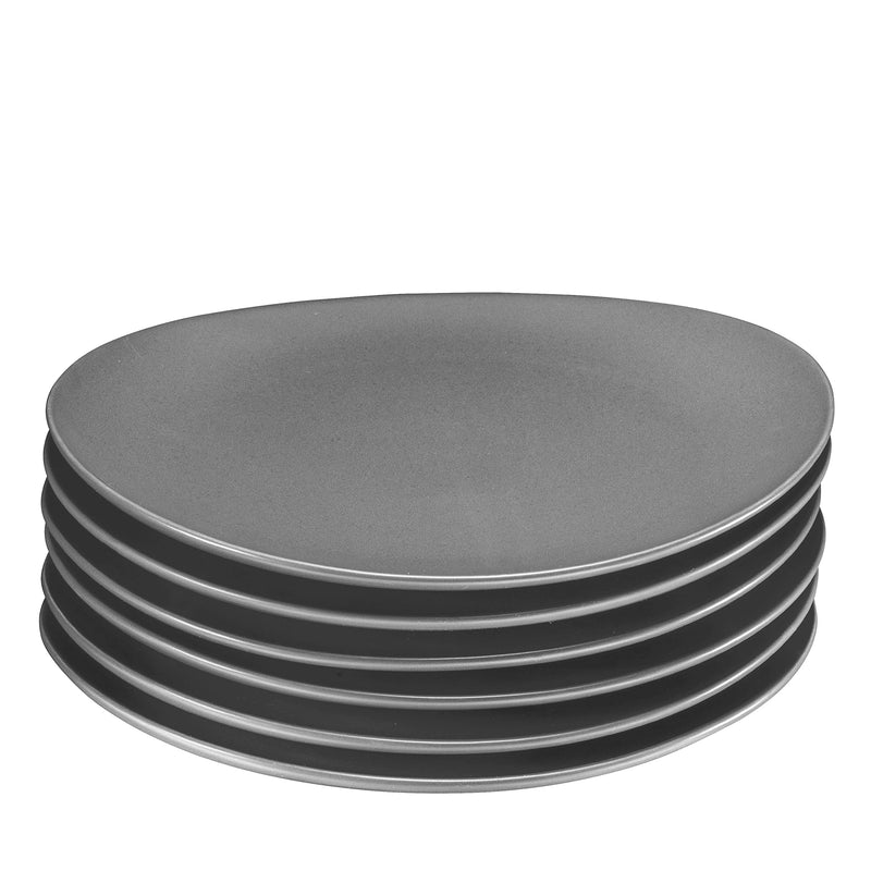 Appetizer Plates Set Of 6 Elegant Matte 11" Round Curved Ceramic Restaurant