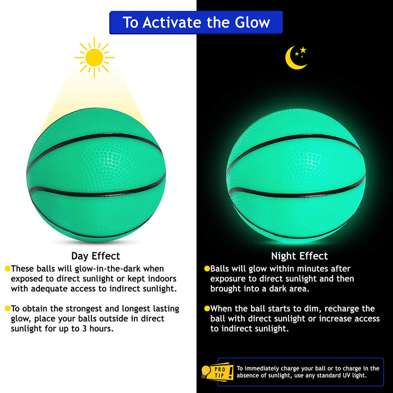 Botabee 5" Glow in The Dark Mini Basketball for SKLZ Pro Mini Basketball Hoop Midnight, 2