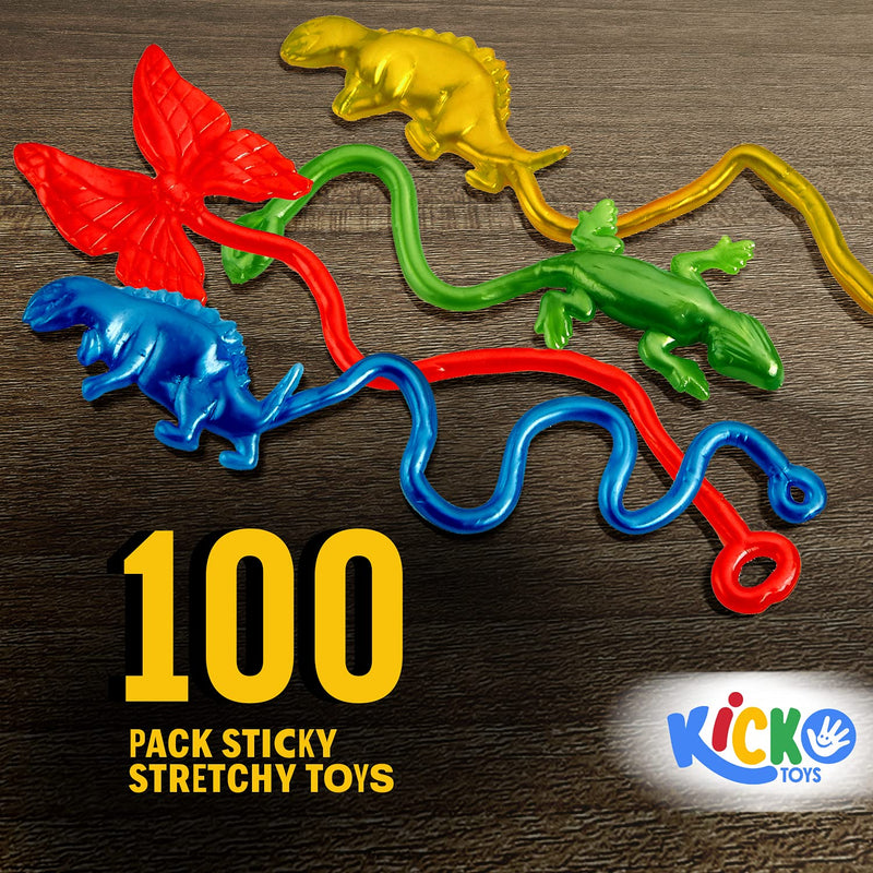 Kicko Sticky Stretchy Toys - 100 Vinyl Stretchy Sticky Hands and Fun Toys Assortment - 3