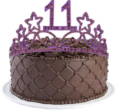 11th Birthday Gifts for Girl, 11th Birthday Tiara and Sash Purple, Happy 11th Birthday