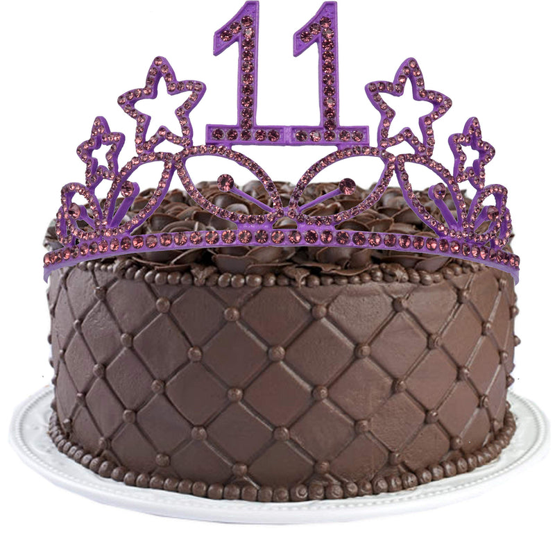 11th Birthday Gifts for Girl, 11th Birthday Tiara and Sash Purple, Happy 11th Birthday