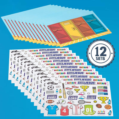 Kicko Make a Sports Sticker Scene - Set of 12 Sports-Themed Stickers for Birthday Treat