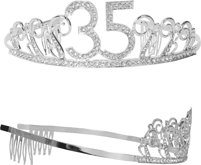 35th Birthday Gifts for Women, 35th Birthday Tiara and Sash, Happy 35th Birthday Party