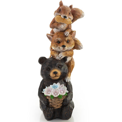 VP Home Woodland Friends Bear Fox Squirrel Solar Powered LED Outdoor Decor Garden