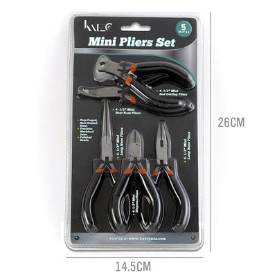 Katzco Mini Pliers - Set of 5, 4.5 Inch Precision Pliers - Long Nose, Long Needle Nose