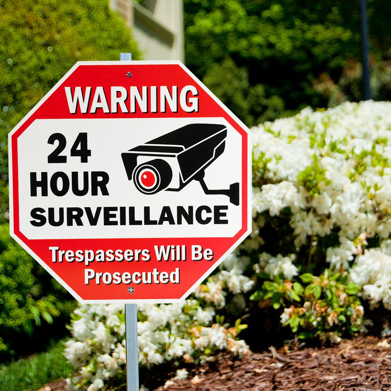 Signs Authority 24-Hour Surveillance No Trespassing Metal Sign with Lifetime Warranty