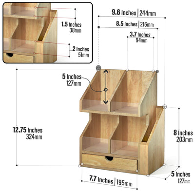 Prosumer's Choice Four Cubby Tray Home Office Desktop Organizer with Pull-Out Drawer