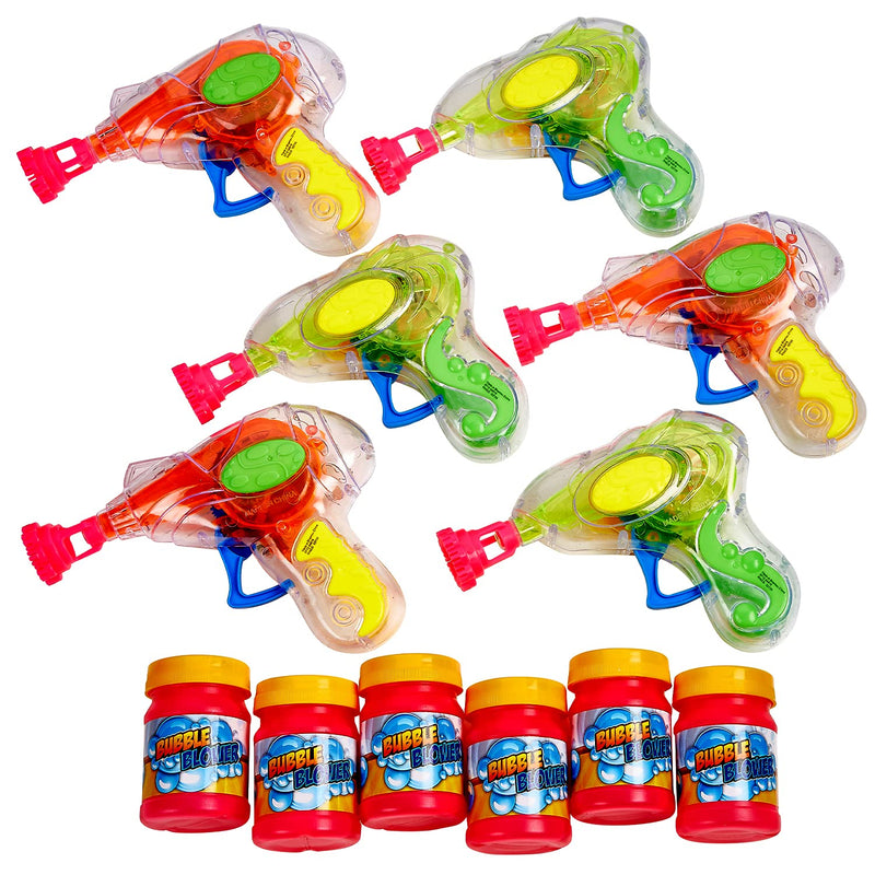 Kicko Bubble Gun Blower Blaster with Bubble Solution Sets - 6 Pack - 4.75 Inch