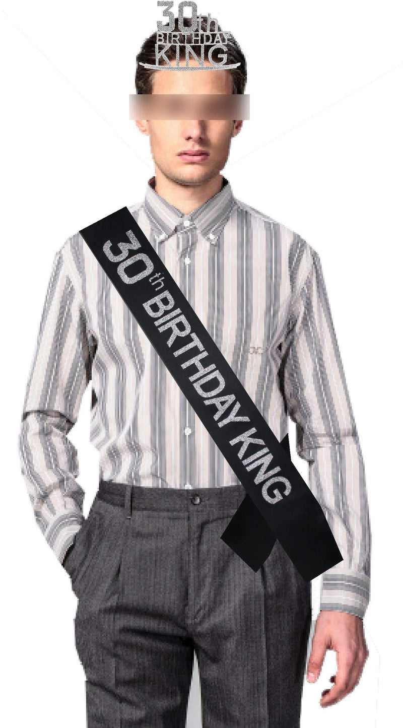 30th Birthday King Crown, 30th Birthday Gifts for Men, 30th Birthday King Sash, 30th