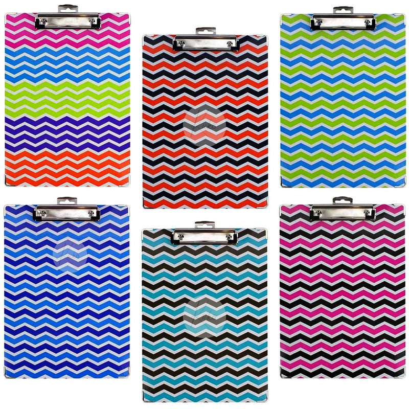 Kicko Patterned Paper Clipboard - Set of 6 Standard Size Paperboard in Colorful Stripe